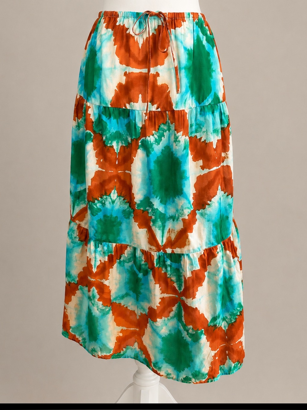 Rails Mary Kaleidoscope Tiered Cotton Maxi Skirt XS | Resort Coastal Vacation